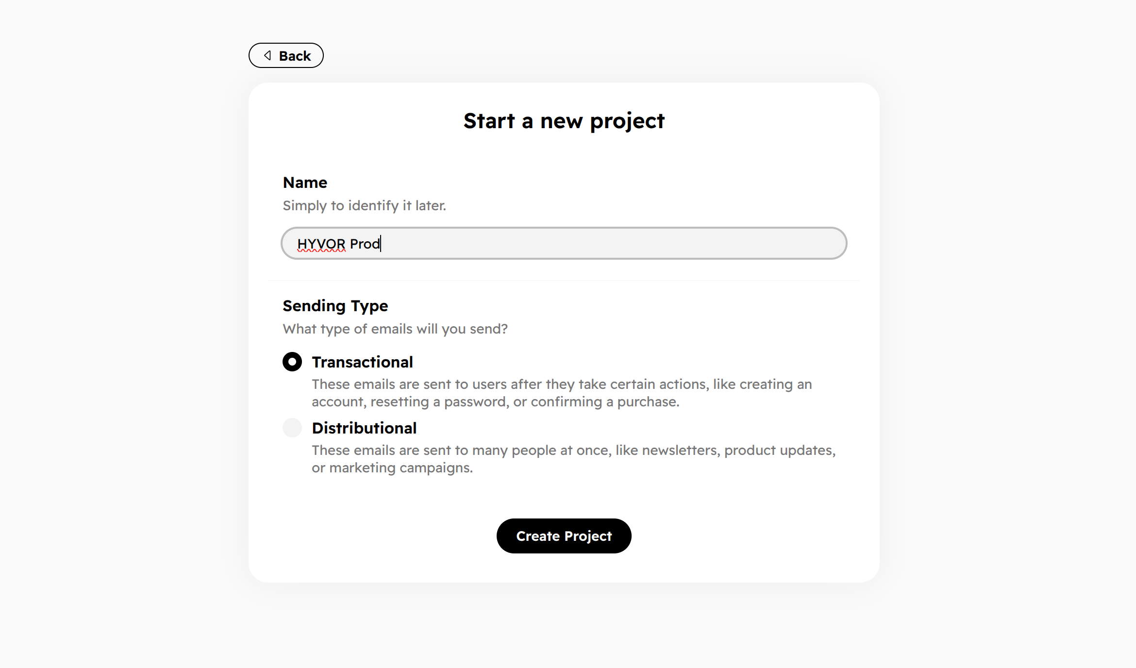 Create New Project in Hyvor Relay